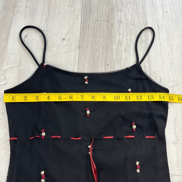 Vintage Y2K Monster Girl Sheer Mesh Lined Dainty Flower Fitted Goth Fairy Dress - Picture 9 of 11